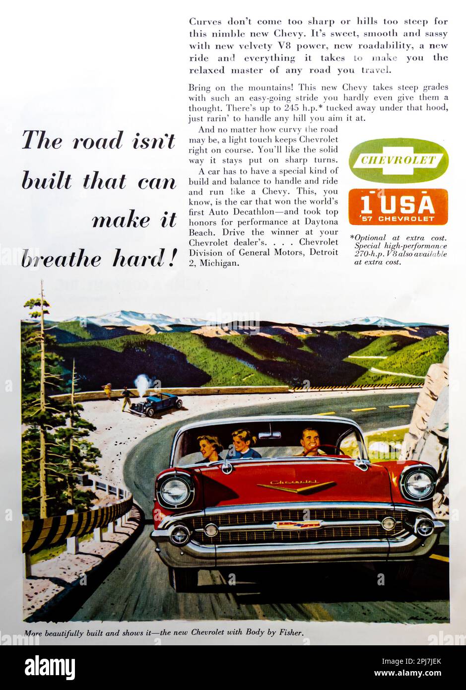 '57 Chevrolet con corpo di Fisher spot in una rivista NatGeo giugno 1957 Foto Stock