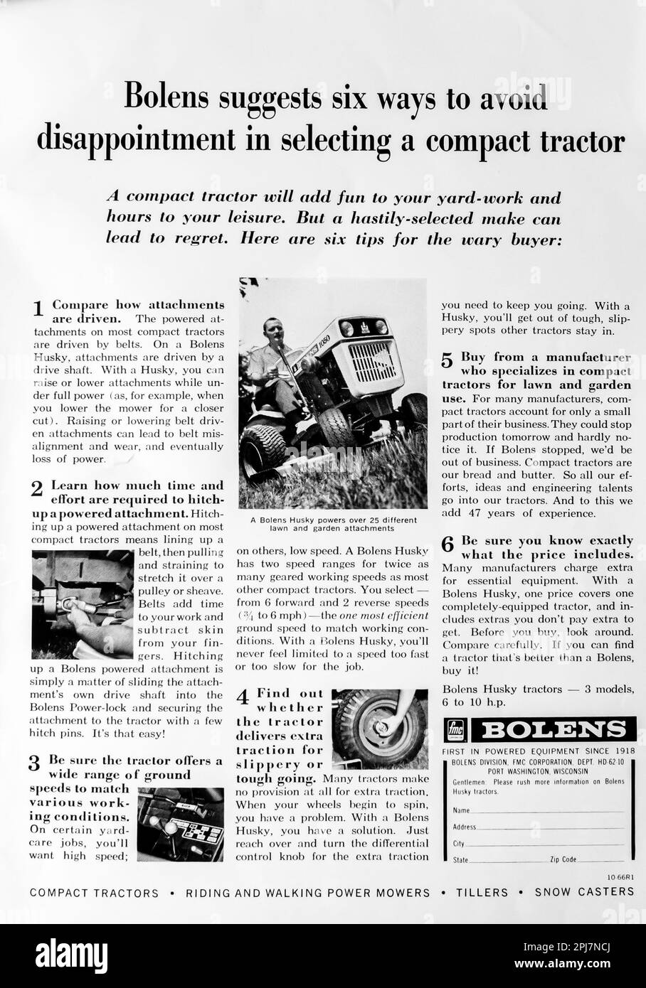 Bolens trattore compatto spot in una rivista NatGeo, 1966 Foto Stock