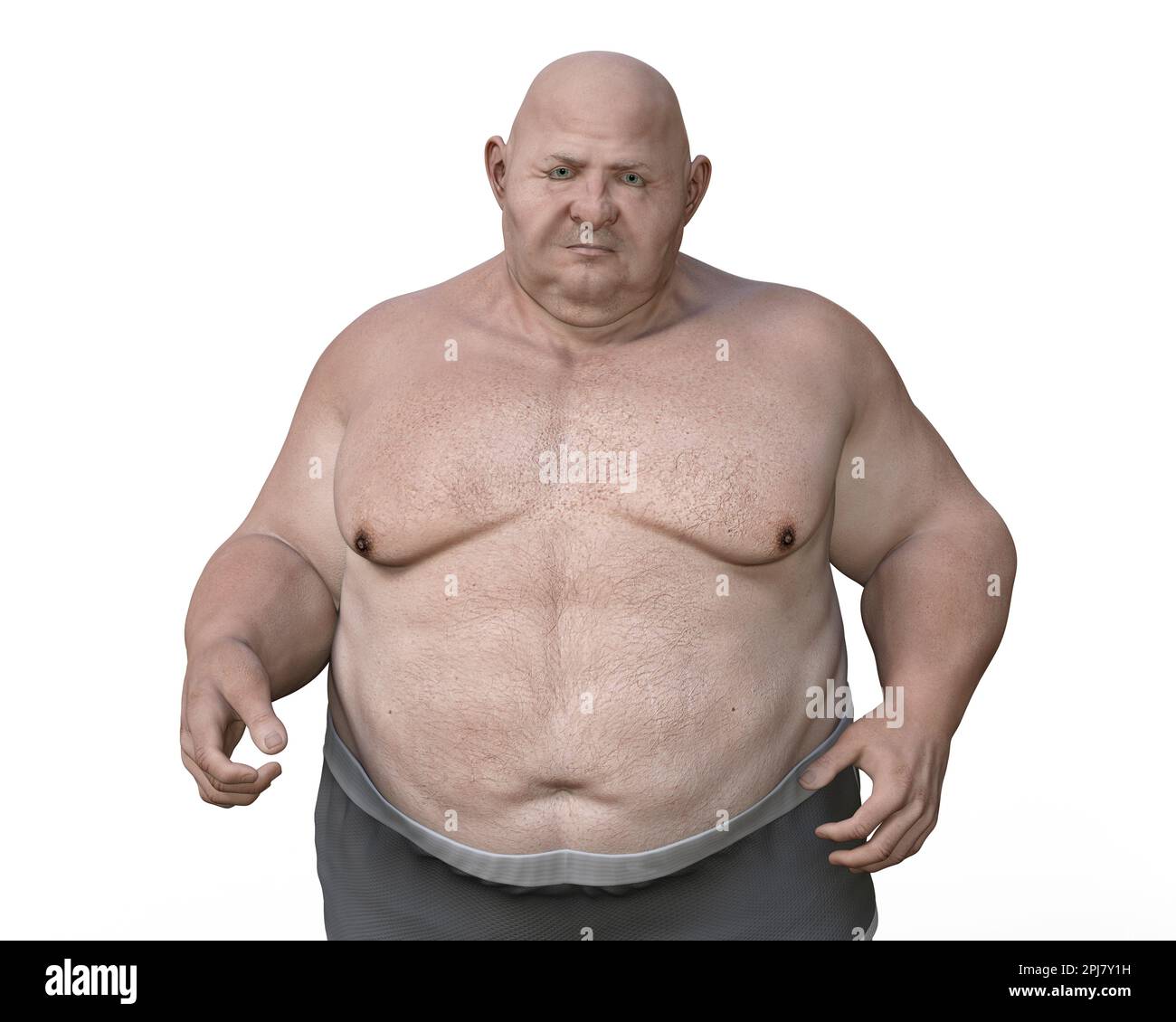 Uomo obeso in piedi, illustrazione Foto Stock