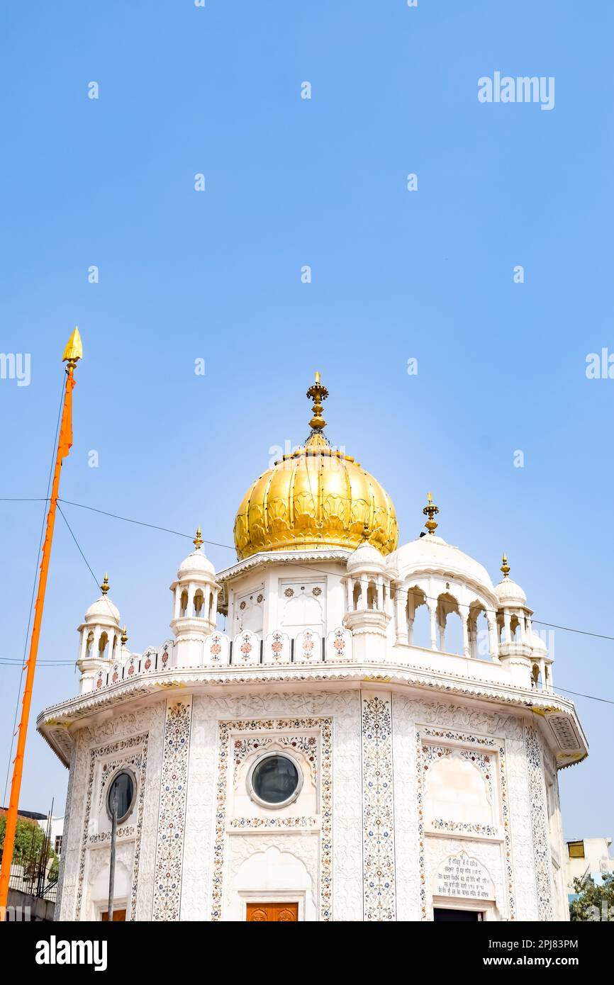 Vista dei dettagli di architettura all'interno del Tempio d'Oro (Harmandir Sahib) in Amritsar, Punjab, India, famoso monumento indiano sikh, Tempio d'Oro, il mai Foto Stock