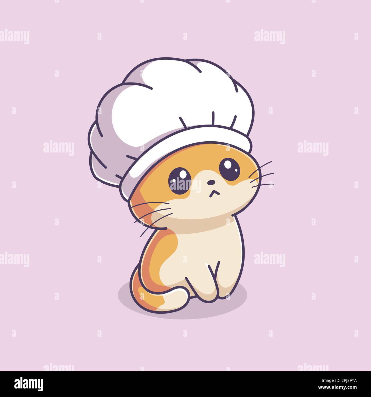Gattino carino che indossa un cappello da chef Illustrazione Vettoriale