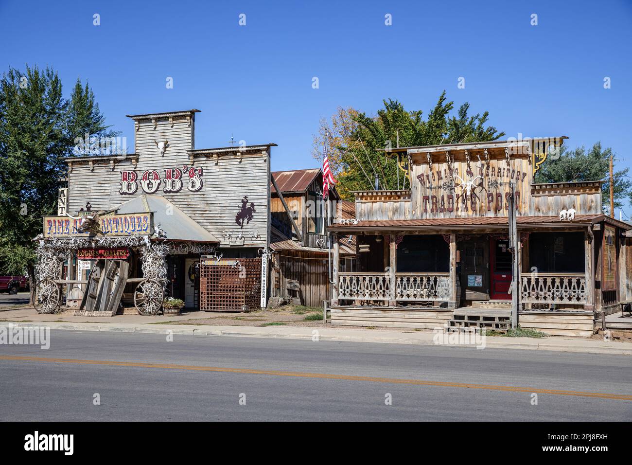 Hulett città con Wild West Saloons, Wyoming, Stati Uniti d'America Foto Stock