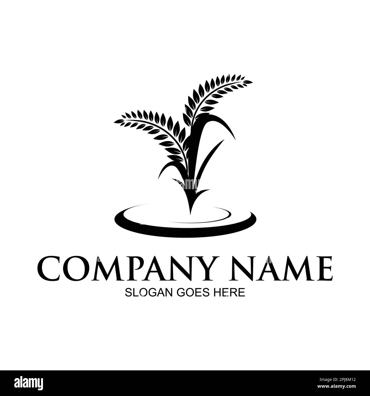 Semplice logo design per agricoltura, agronomia, fattoria di grano su sfondo bianco Illustrazione Vettoriale