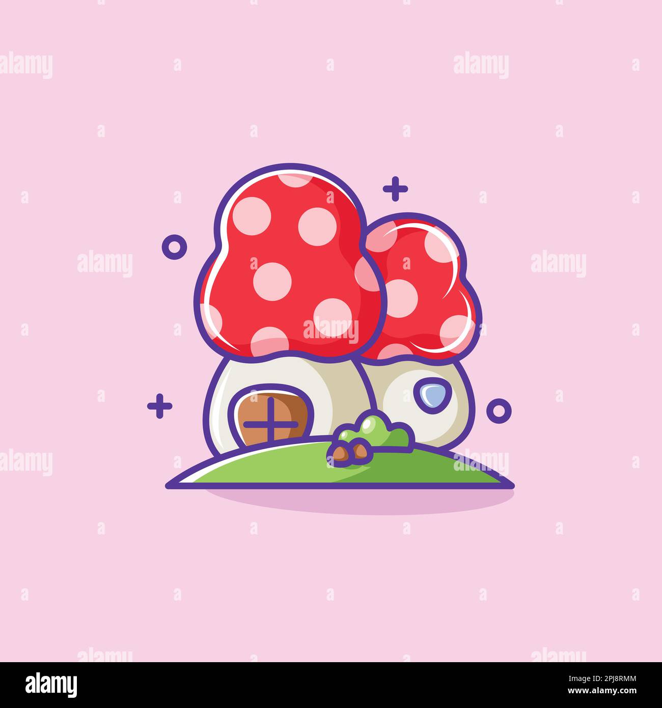 Due simpatici disegni di casa dei funghi cartoni animati Illustrazione Vettoriale