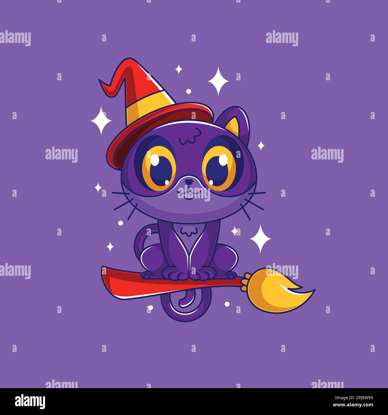 Cartoon gradiente Halloween gatto illustrazione Illustrazione Vettoriale