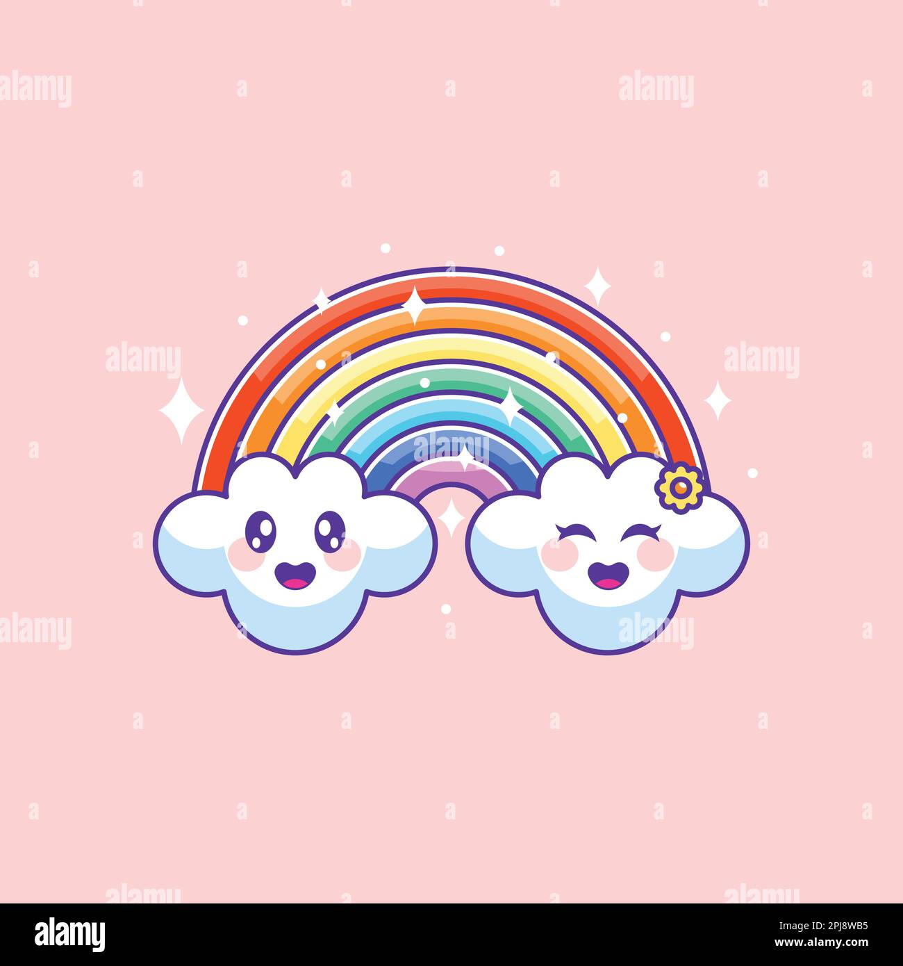 Concetto di un cartone animato arcobaleno colorato Illustrazione Vettoriale