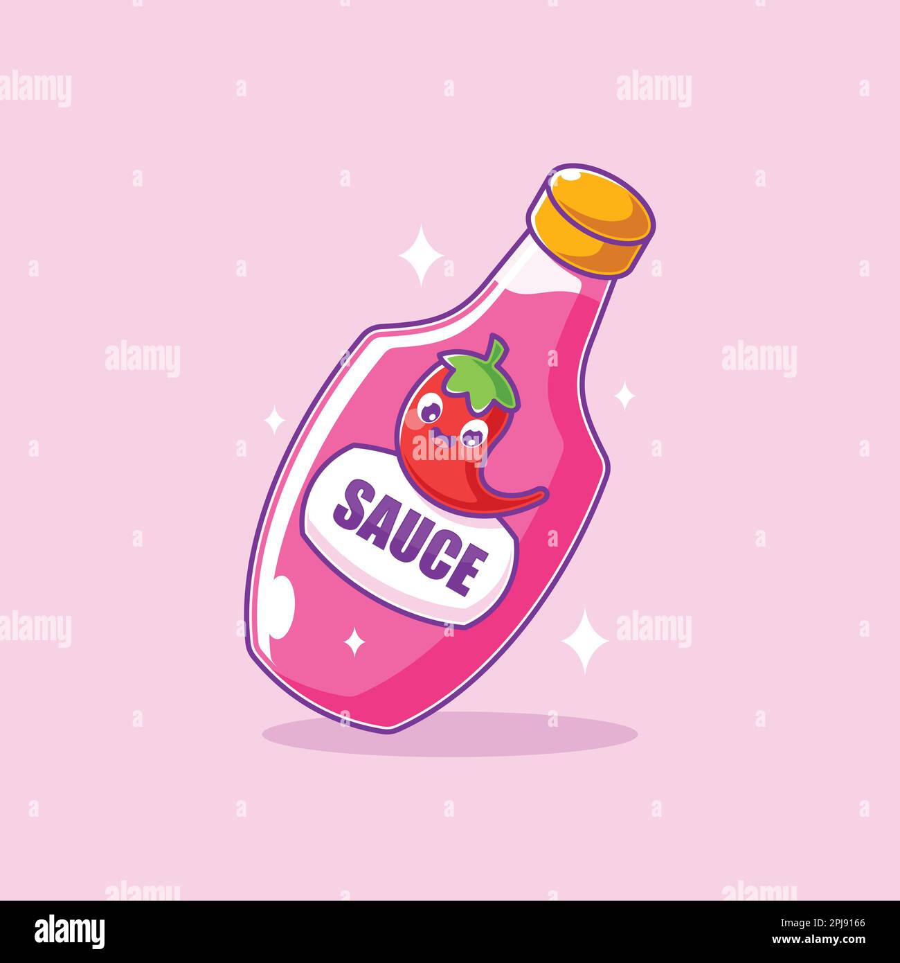 Confezione di bottiglie di salsa disegno cartone animato Illustrazione Vettoriale