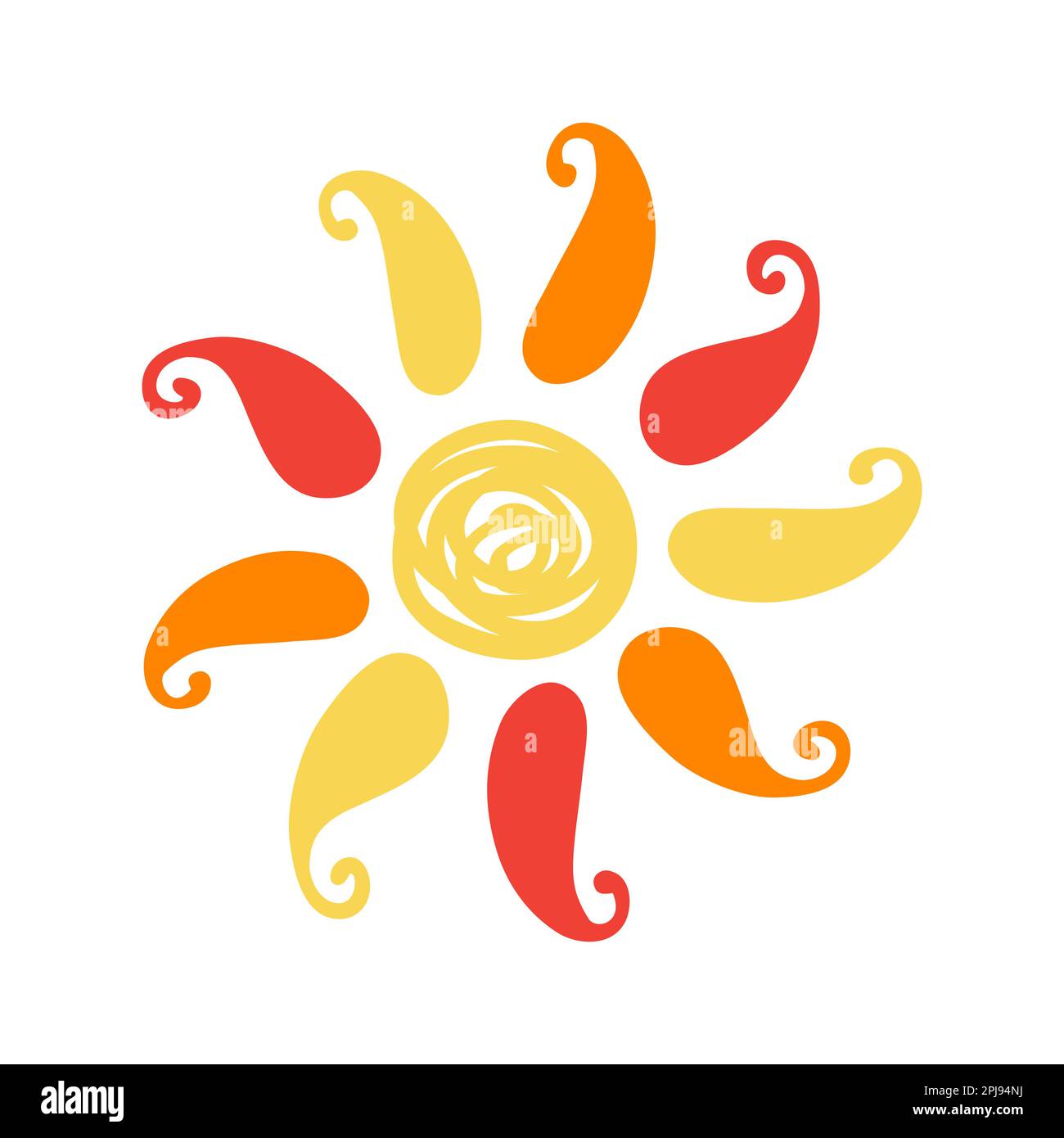 Simbolo del sole disegnato a mano Cute doodle disegno arte icona Illustrazione Vettoriale