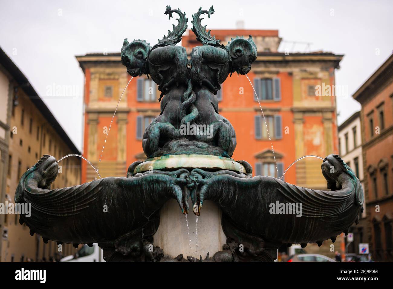 Fontane in Piazza della Santissima Annunziata di Pietro Tacca, Firenze, Italia Foto Stock