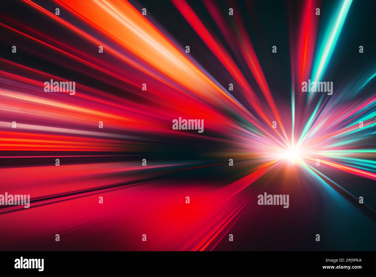 sfocatura luce traccia alta velocità potente movimento avanti notte vivace illustrazione colorata astratto per lo sfondo Foto Stock