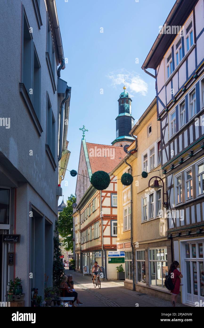 Mühlhausen: chiesa Kornmarktkirche, oggi museo della guerra dei contadini tedeschi, Città Vecchia a , Thüringen, Turingia, Germania Foto Stock