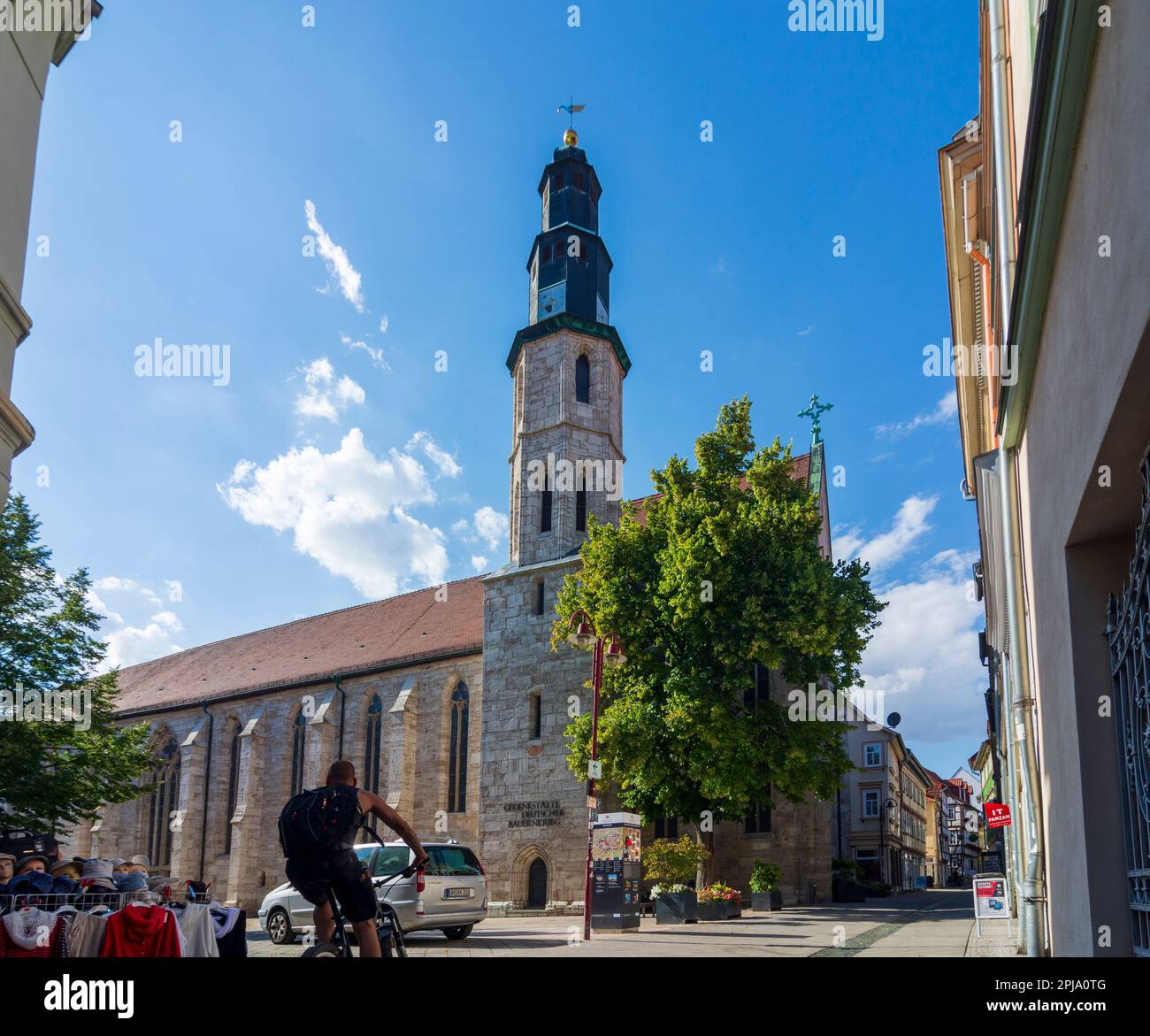 Mühlhausen: chiesa Kornmarktkirche, oggi museo della guerra dei contadini tedeschi, Città Vecchia a , Thüringen, Turingia, Germania Foto Stock