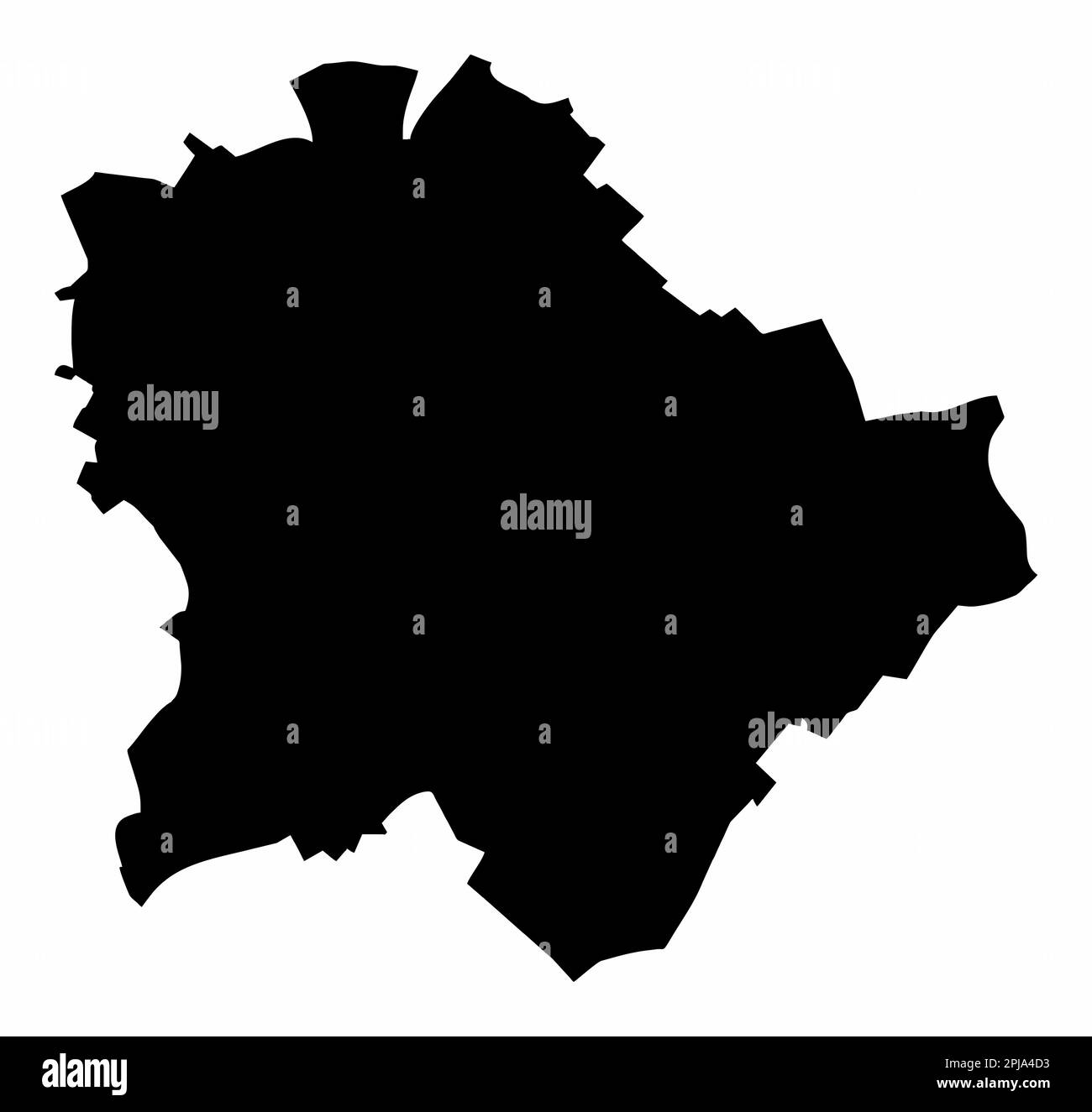 Profilo della mappa di Budapest isolato su sfondo bianco, Ungheria Illustrazione Vettoriale