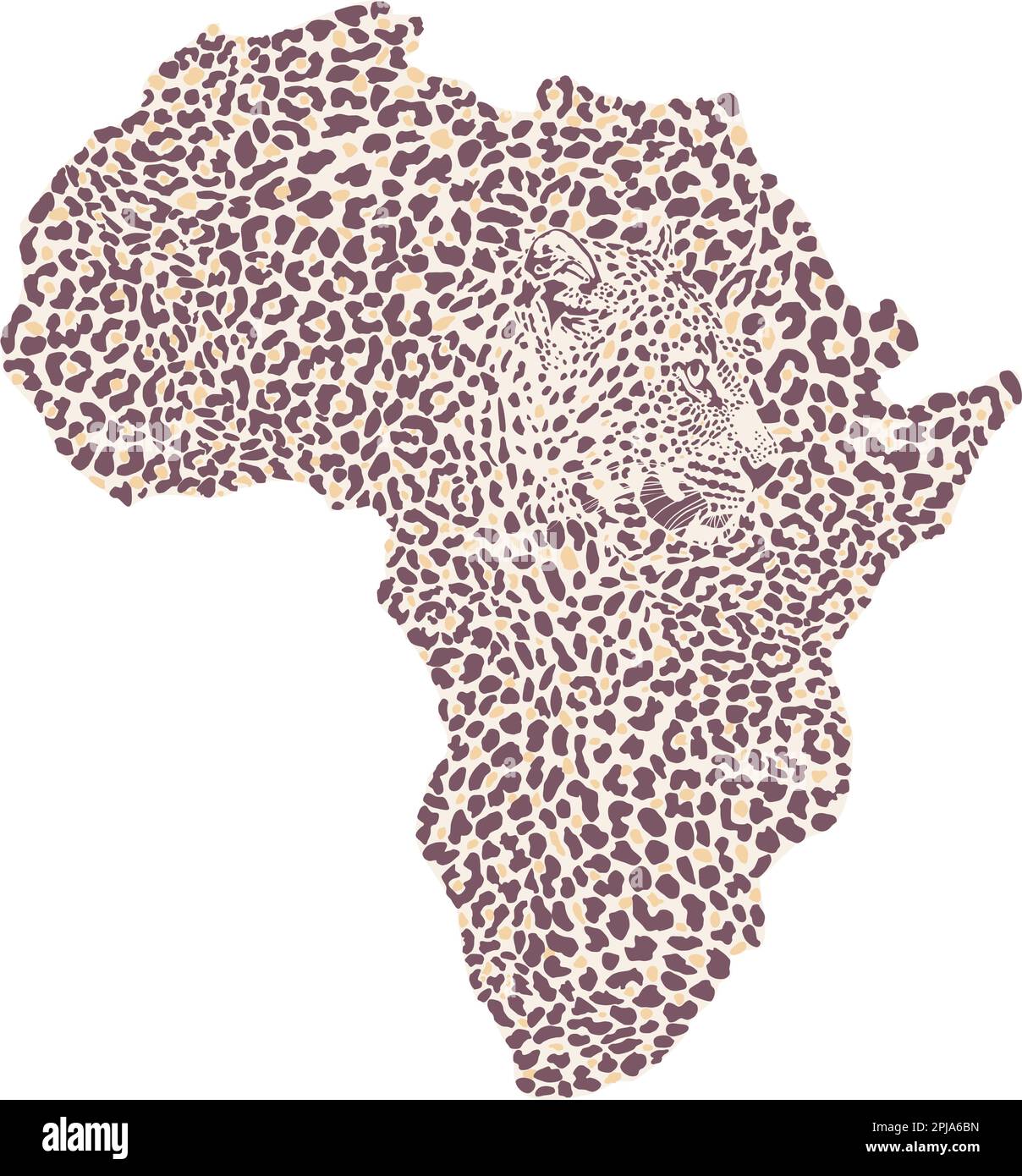 Mappa dell'Africa con un motivo leopardo sullo sfondo Illustrazione Vettoriale