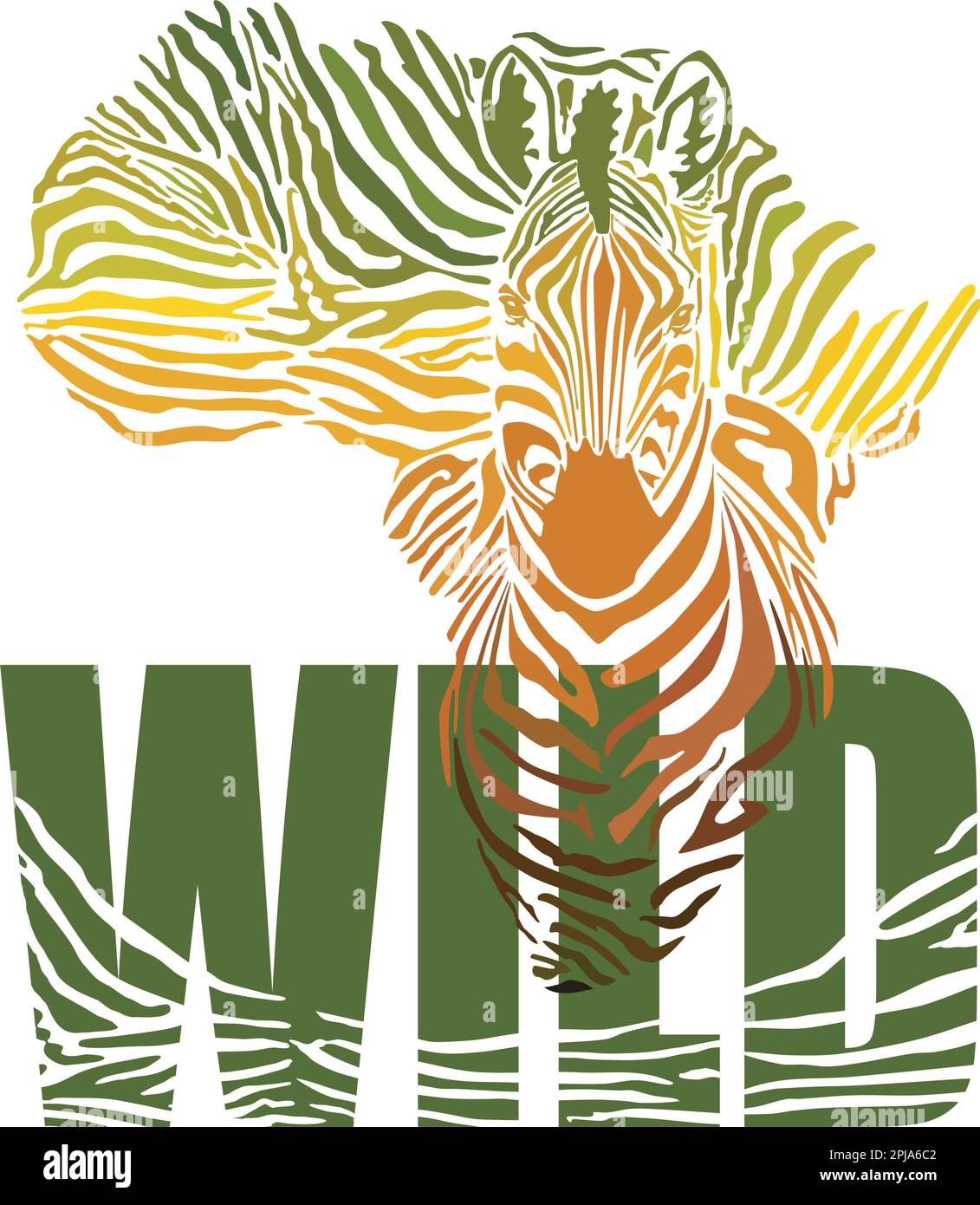 Mappa Africa con testa e pelle zebra Illustrazione Vettoriale