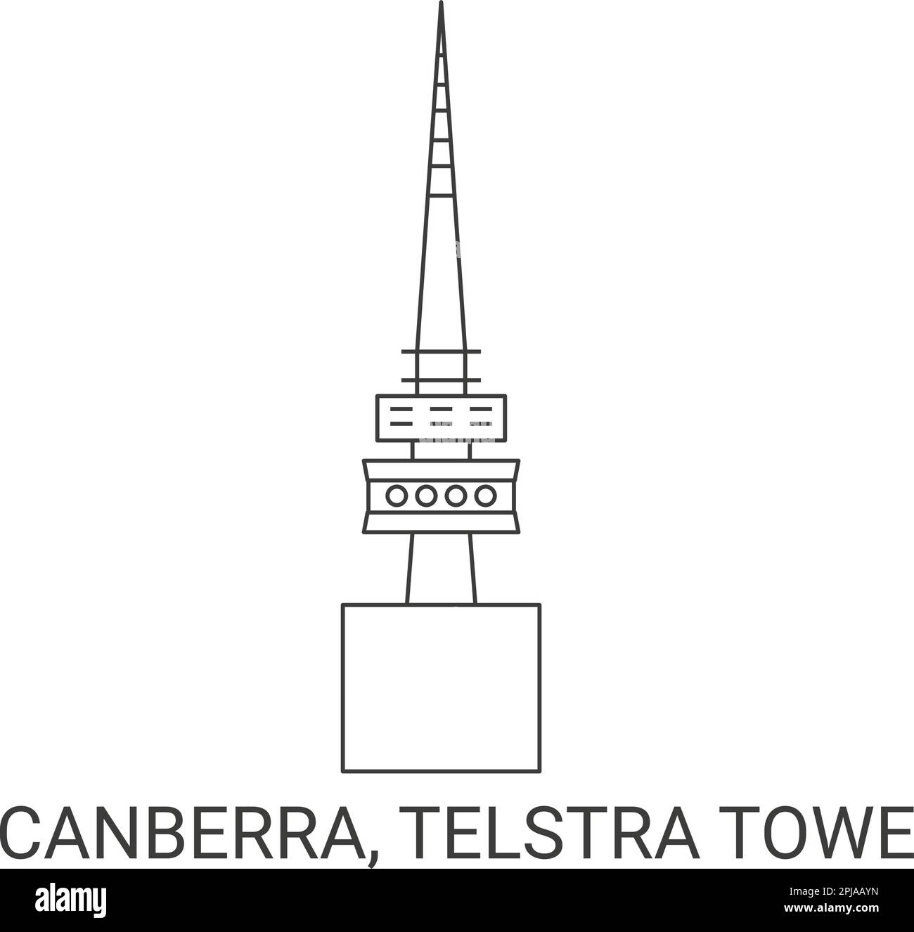 Australia, Canberra, Telstra Towe, disegno vettoriale di riferimento di viaggio Illustrazione Vettoriale