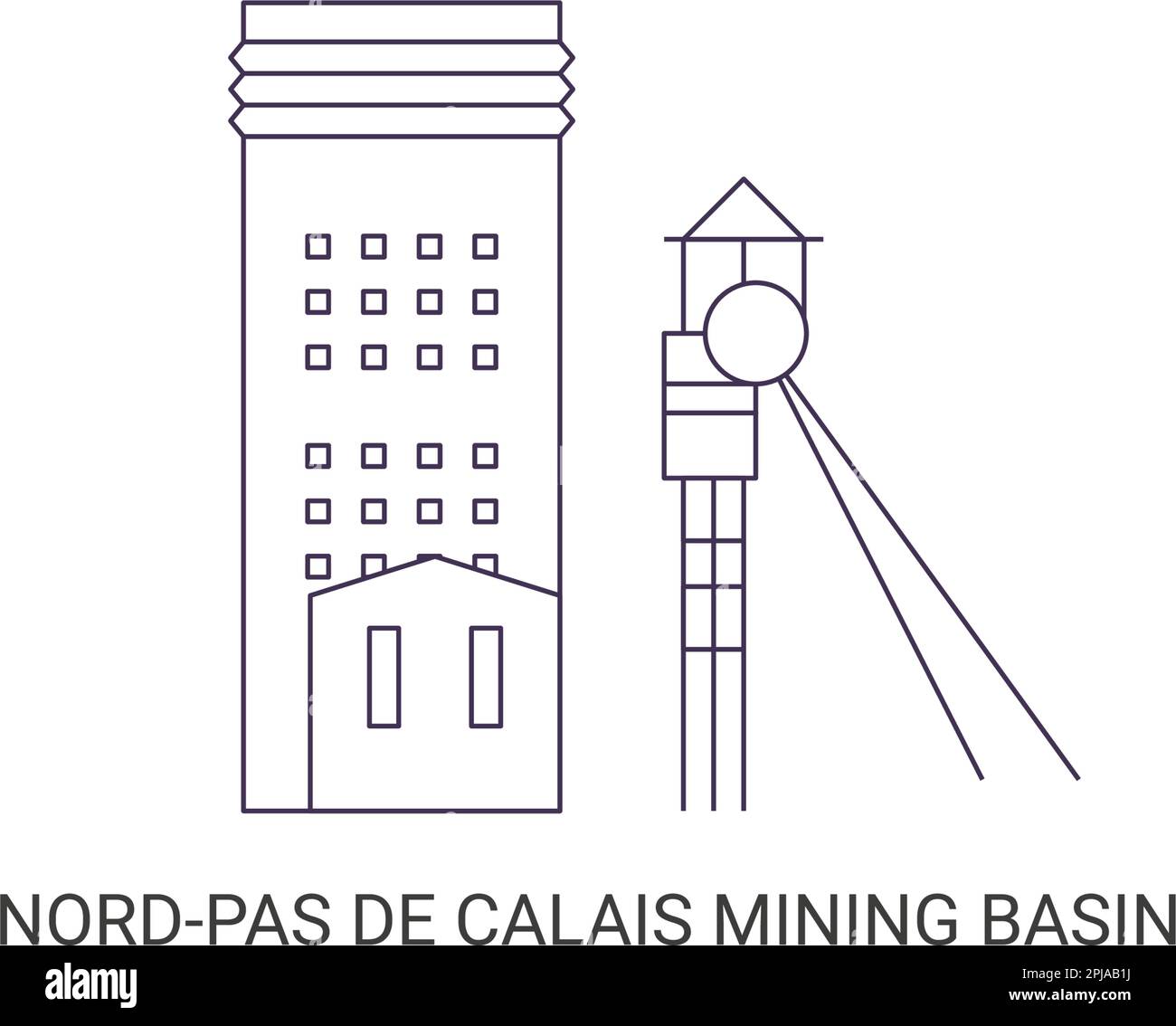 Francia, Nordpas De Calais Mining Basin viaggio punto di riferimento vettore illustrazione Illustrazione Vettoriale