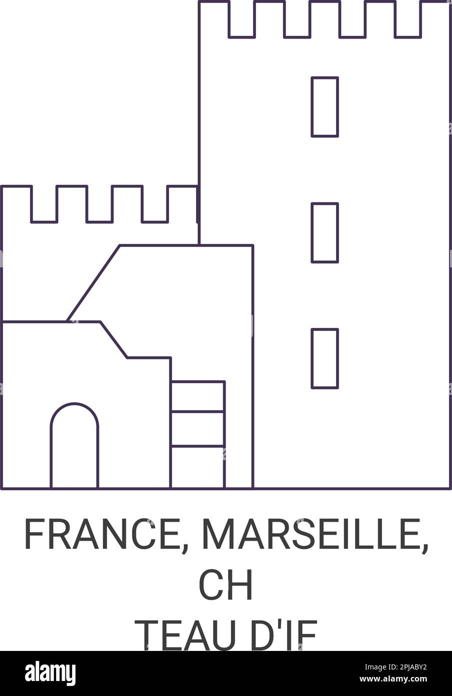 Francia, Marsiglia, Chteau D'if viaggio punto di riferimento illustrazione vettoriale Illustrazione Vettoriale