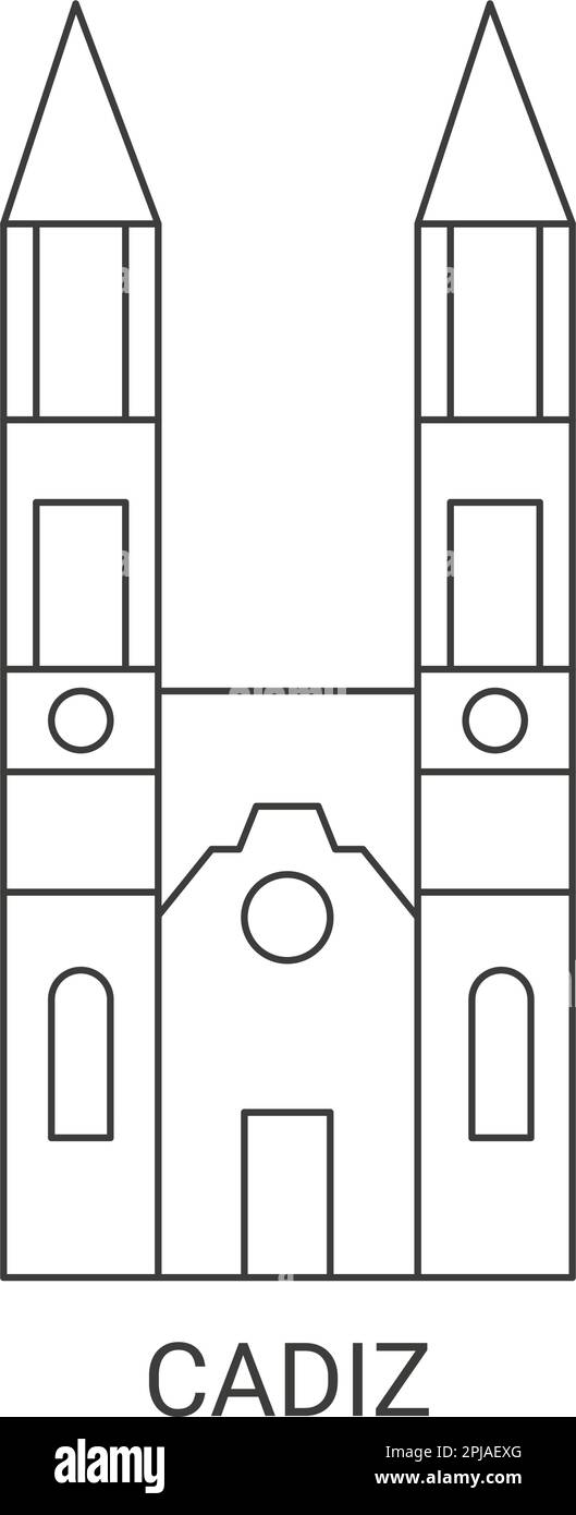Spagna, Cadiz viaggio punto di riferimento vettore illustrazione Illustrazione Vettoriale