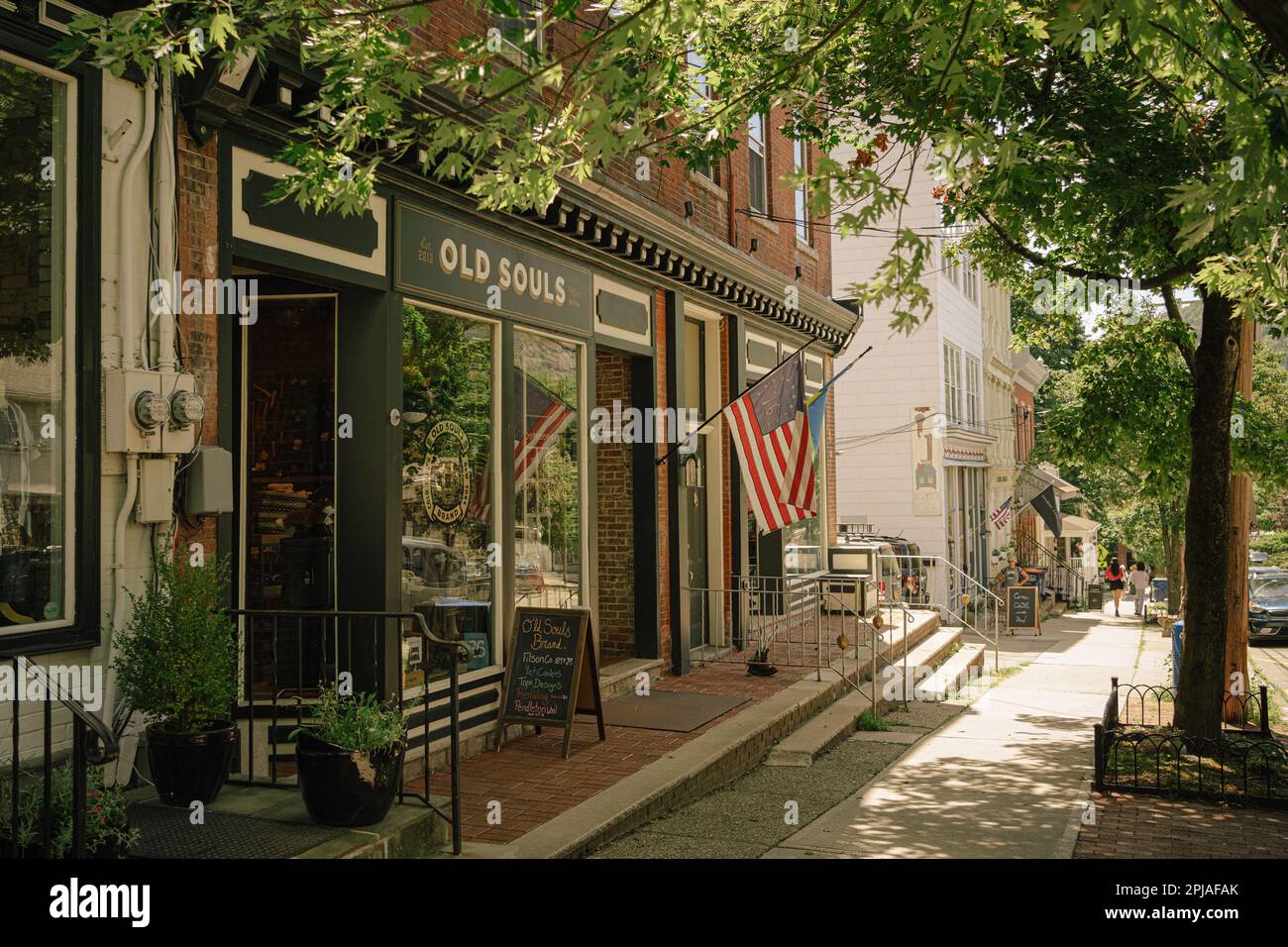 Spring Street scene, Cold Spring, New York Foto Stock