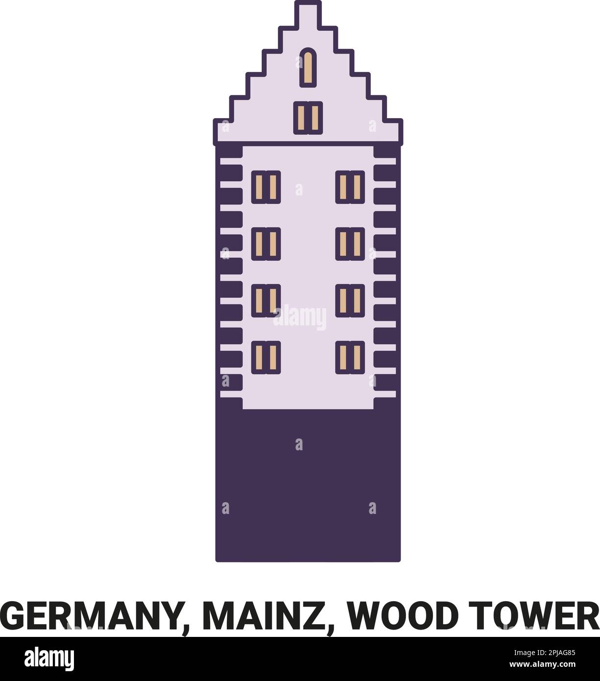 Germania, Magonza, Wood Tower viaggio punto di riferimento vettoriale illustrazione Illustrazione Vettoriale