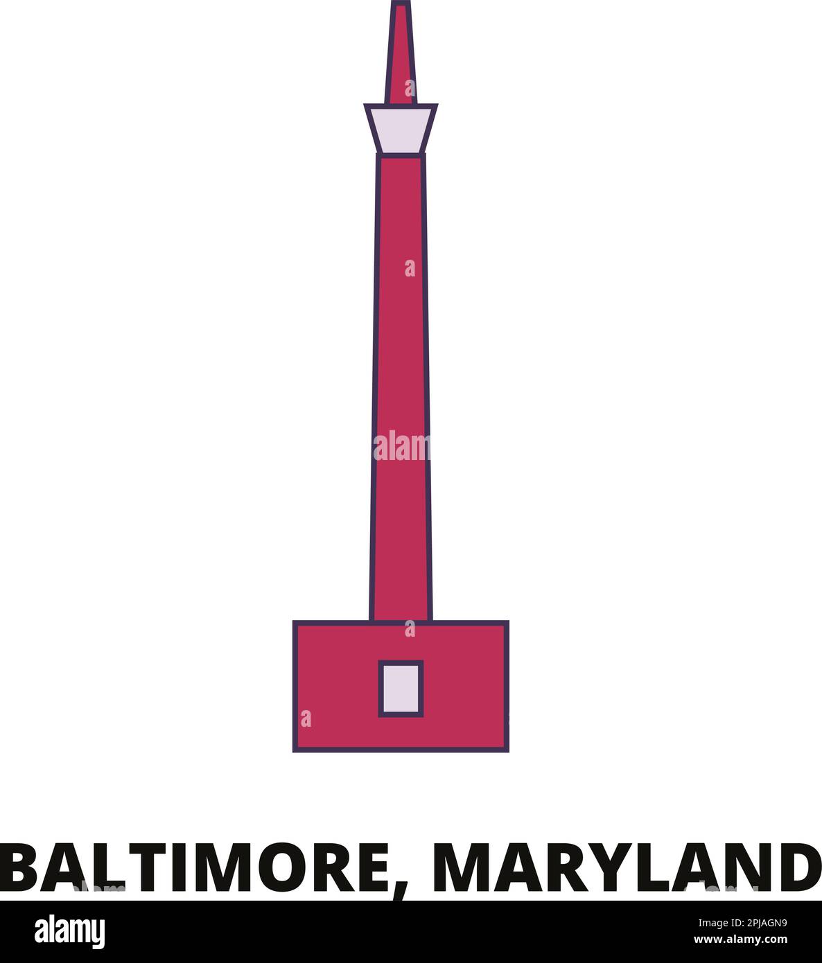 Stati Uniti, Baltimora, Maryland, Monument viaggio punto di riferimento vettoriale illustrazione Illustrazione Vettoriale