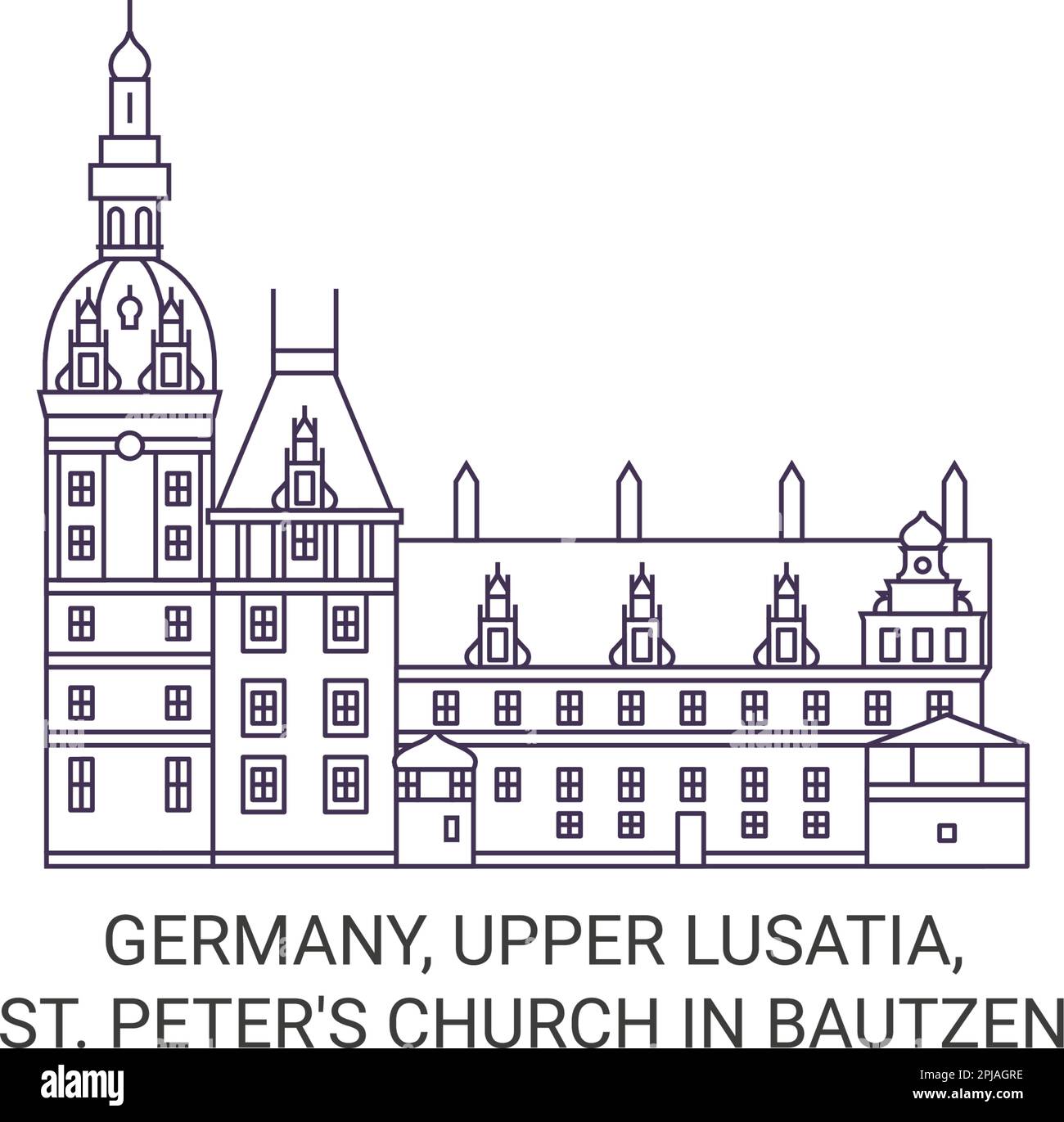 Germania, alta Lusazia, St. Chiesa di Pietro a Bautzen viaggio punto di riferimento vettoriale illustrazione Illustrazione Vettoriale