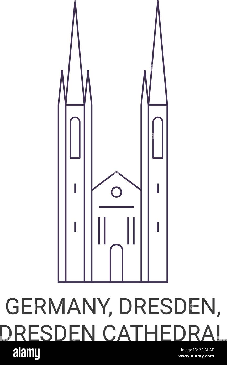 Germania, Dresda, Cattedrale di Dresda viaggio simbolo vettore illustrazione Illustrazione Vettoriale