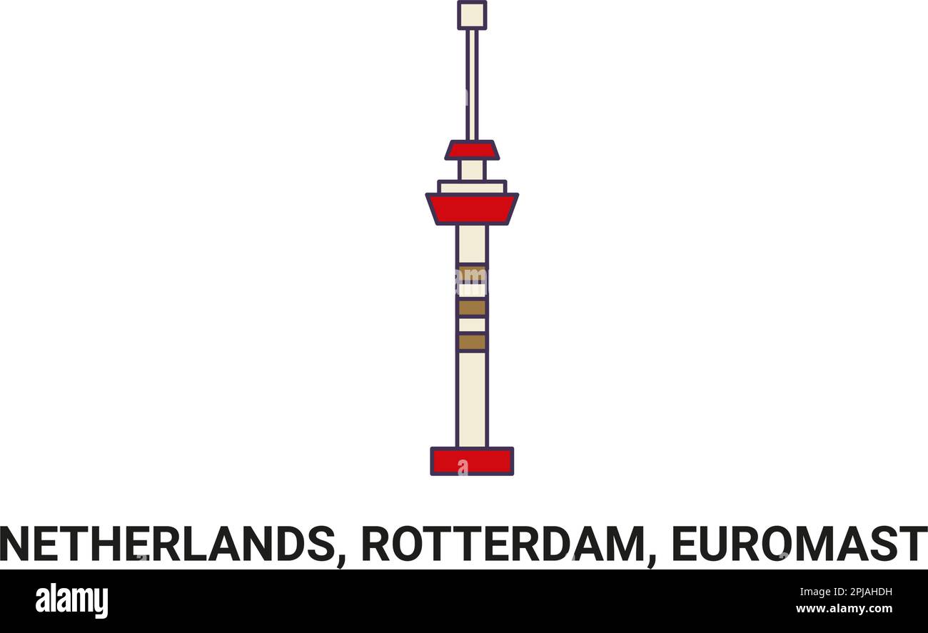 Paesi Bassi, Rotterdam, Euromast, illustrazione vettoriale di riferimento di viaggio Illustrazione Vettoriale