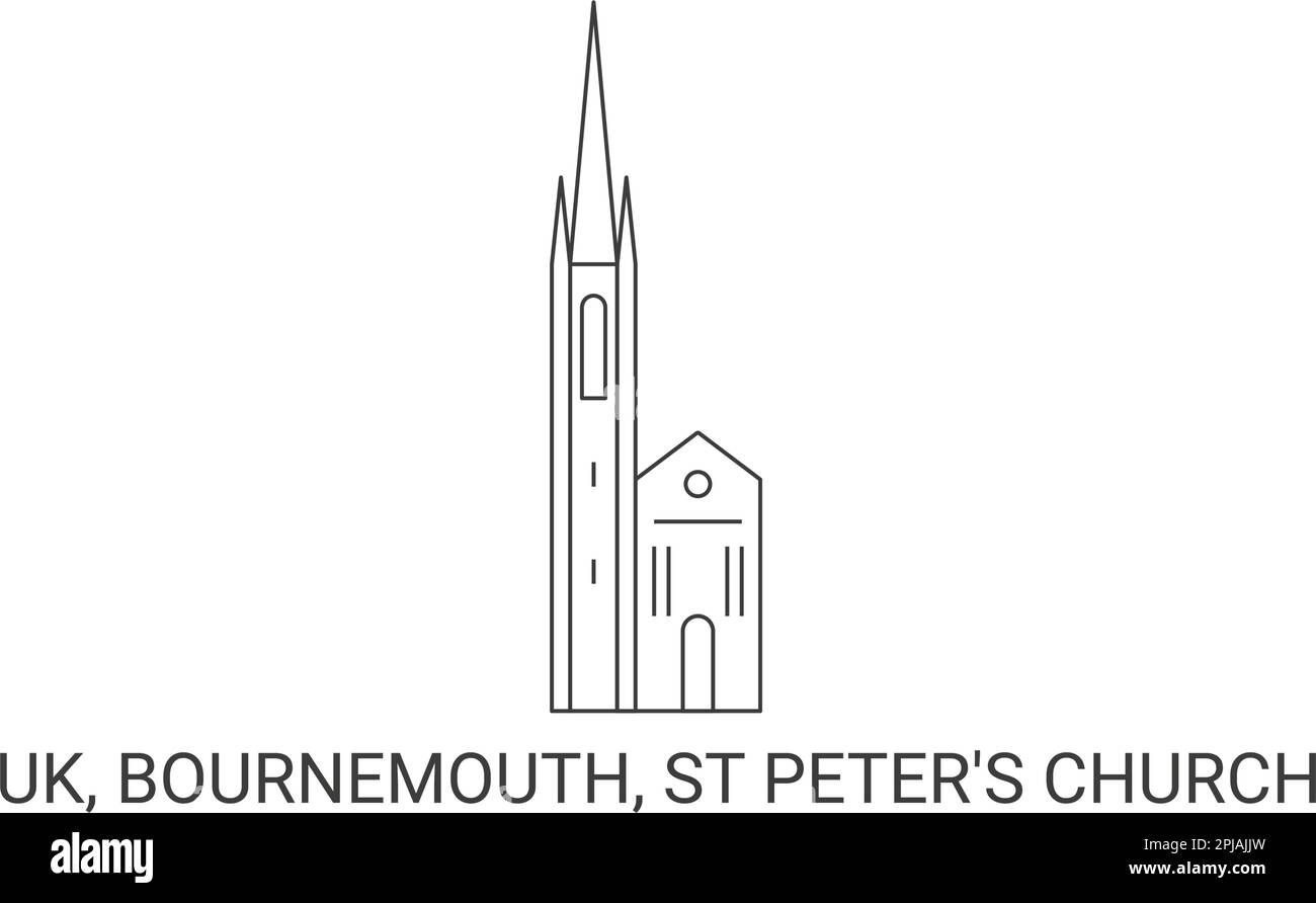 Inghilterra, Bournemouth, Chiesa di San Pietro, viaggio punto di riferimento vettore illustrazione Illustrazione Vettoriale