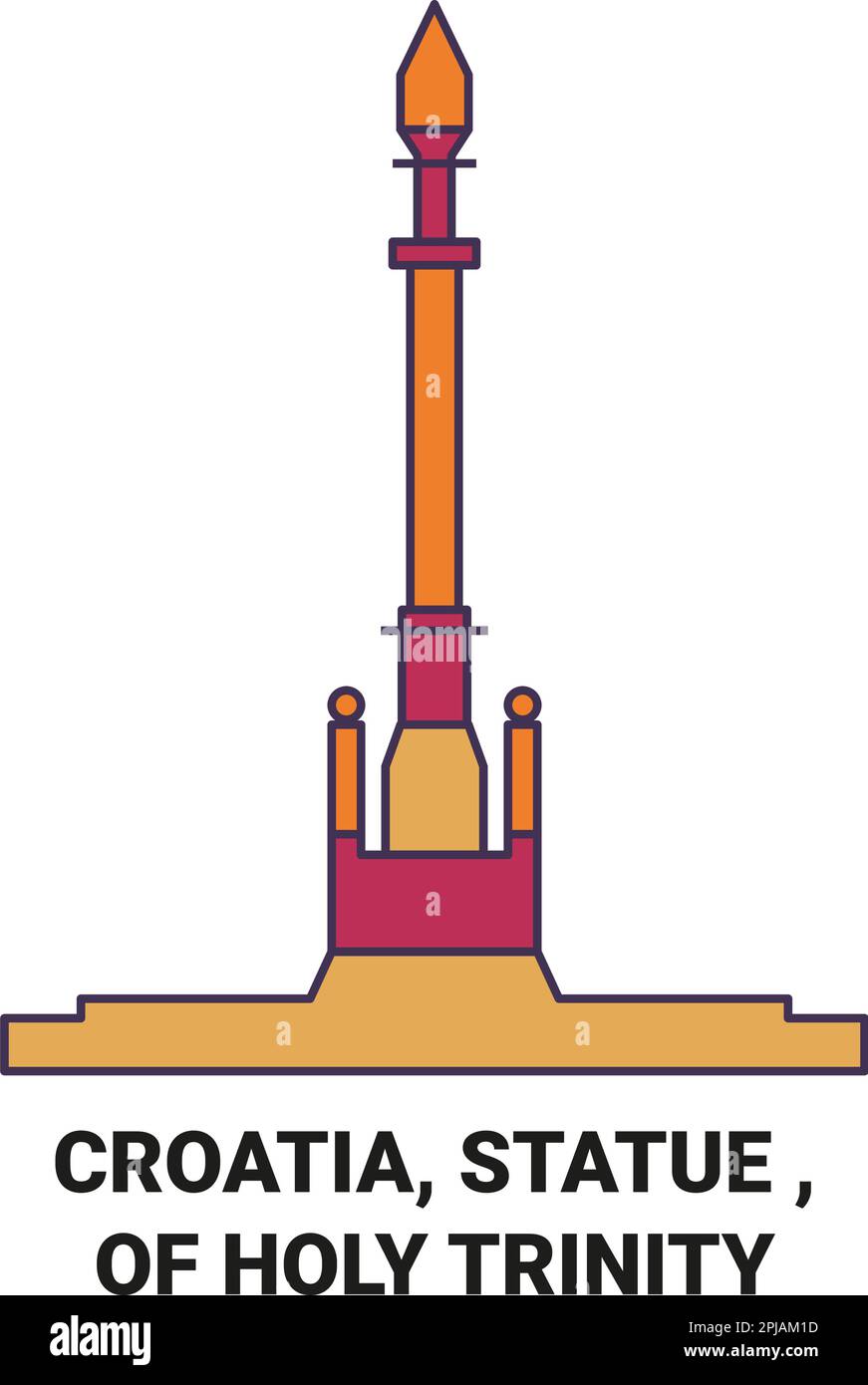 Croazia, Statua , di viaggio della Santissima Trinità punto di riferimento vettoriale illustrazione Illustrazione Vettoriale