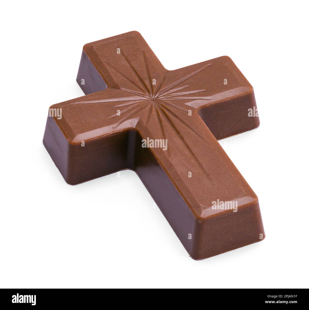 Cioccolato Croce Candy taglio su bianco. Foto Stock