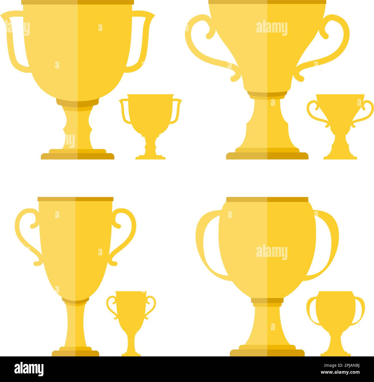 Coppe dorate su sfondo bianco, design piatto, illustrazione Vector eps10 Illustrazione Vettoriale