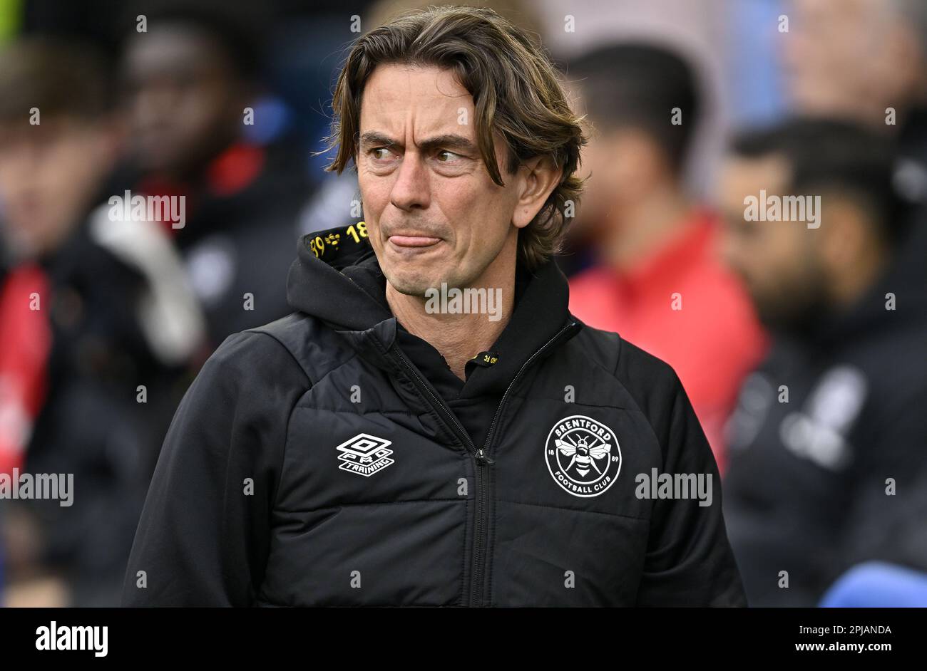 Brighton East Sussex, Regno Unito. 1st Apr, 2023. Thomas Frank (direttore di Brentford) durante la partita della Brighton V Brentford Premier League presso l'Amex Stadium di Brighton. Credit: MARTIN DALTON/Alamy Live News Foto Stock