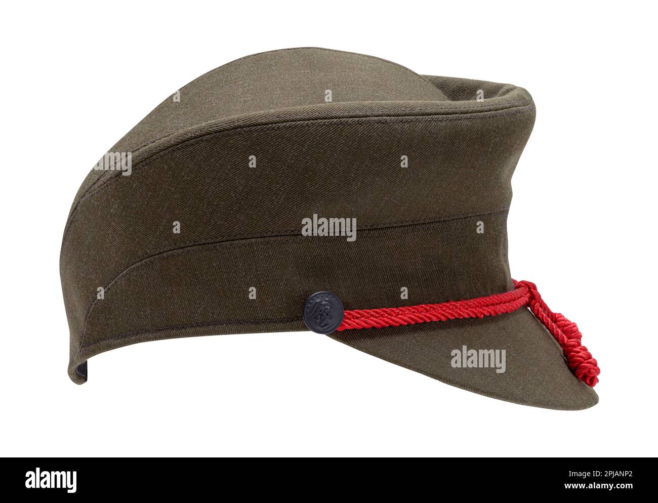 Cappello militare da donna Vista laterale ritagliata sul bianco. Foto Stock