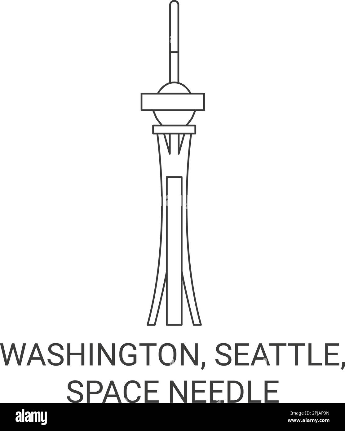 Stati Uniti, Washington, Seattle, Space Needle viaggio riferimento vettoriale illustrazione Illustrazione Vettoriale