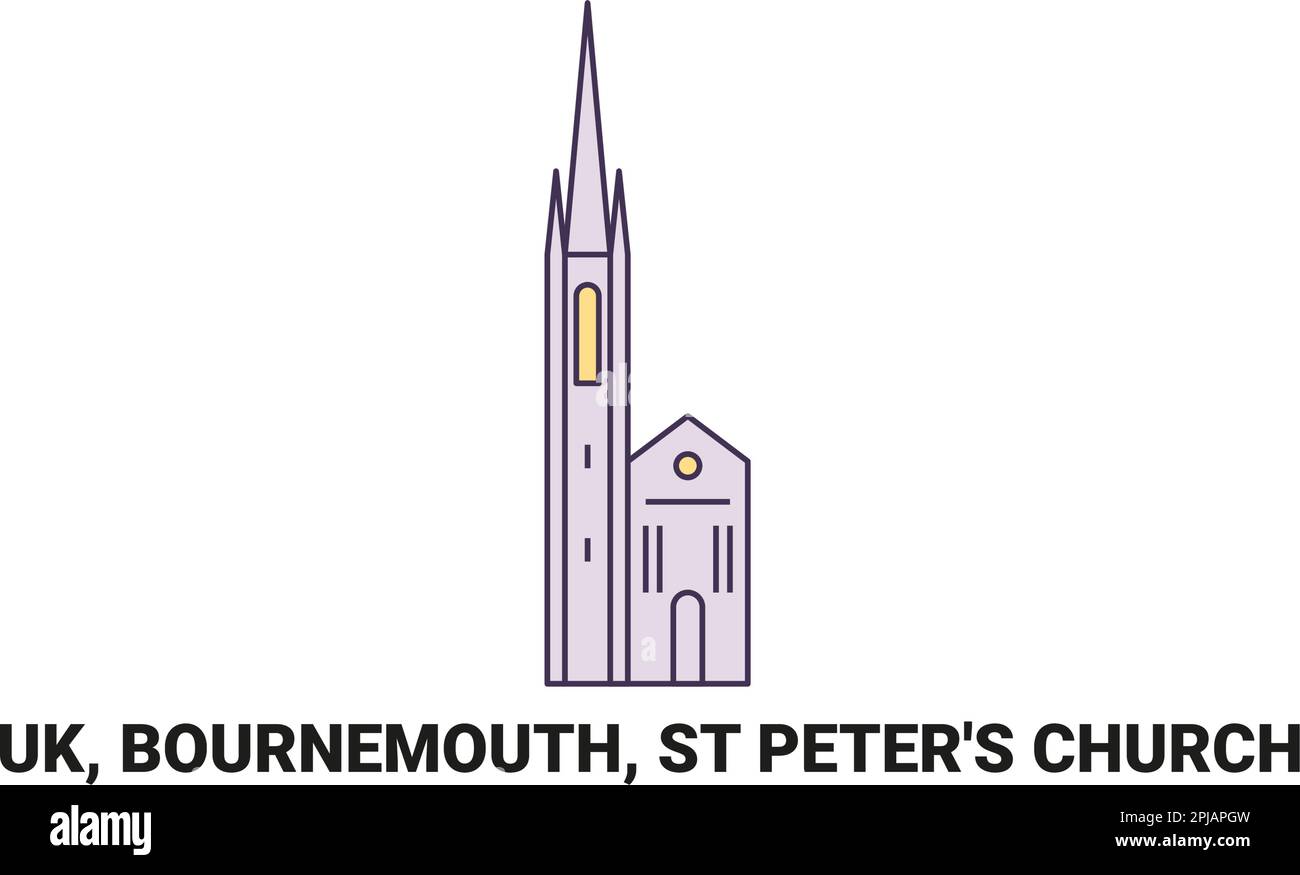 Inghilterra, Bournemouth, Chiesa di San Pietro, viaggio punto di riferimento vettore illustrazione Illustrazione Vettoriale
