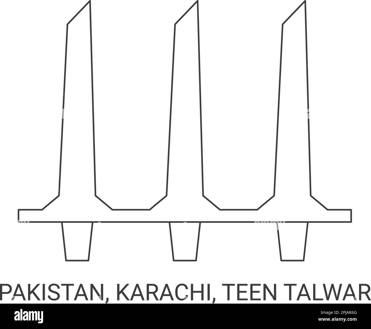 Pakistan, Karachi, Teen Talwar, viaggio punto di riferimento vettore illustrazione Illustrazione Vettoriale