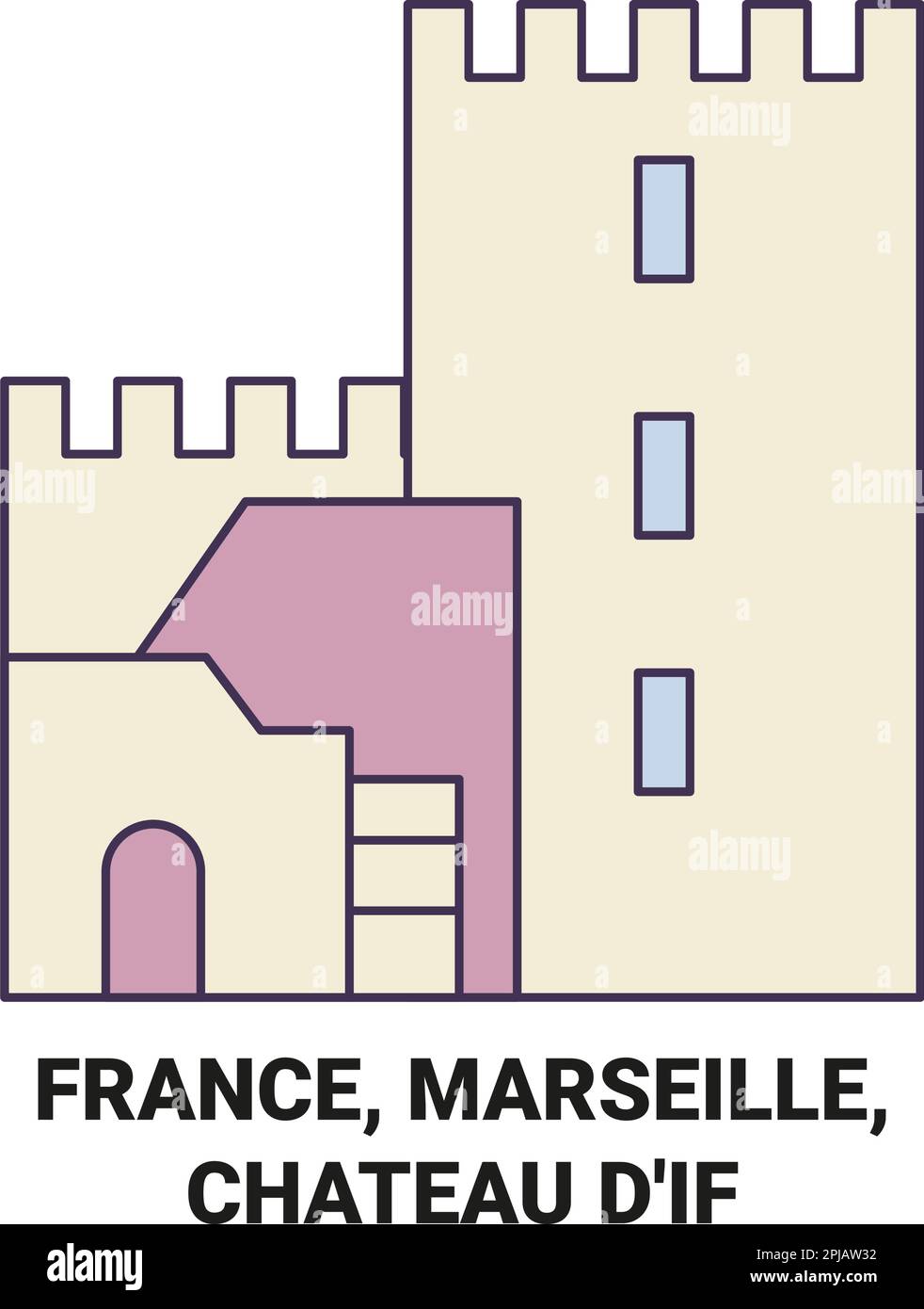 Francia, Marsiglia, Chteau D'if viaggio punto di riferimento illustrazione vettoriale Illustrazione Vettoriale