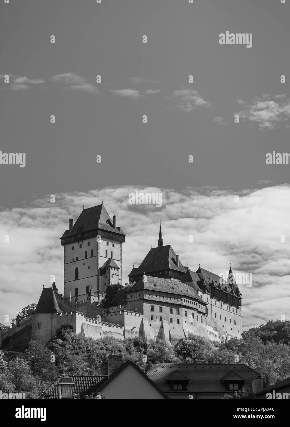 KARLSTEJN, REPUBBLICA CECA, EUROPA - Castello di Karlstejn in Boemia. Foto Stock