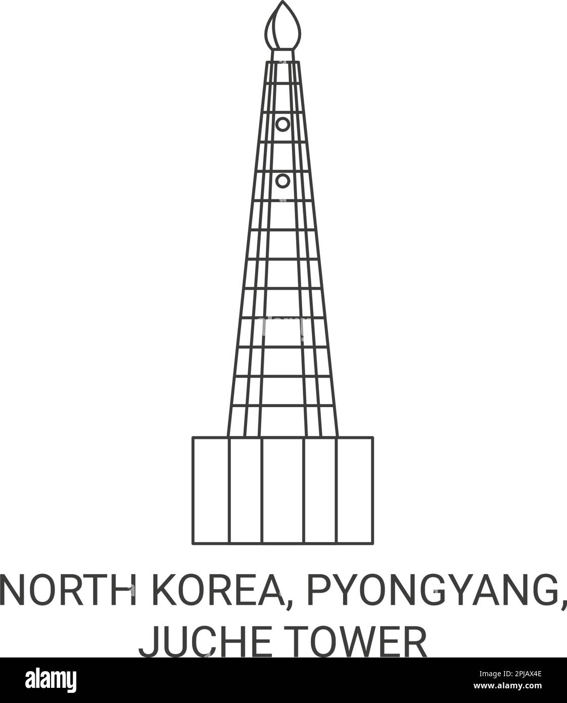 Corea del Nord, Pyongyang, Torre Juche viaggio punto di riferimento vettoriale illustrazione Illustrazione Vettoriale