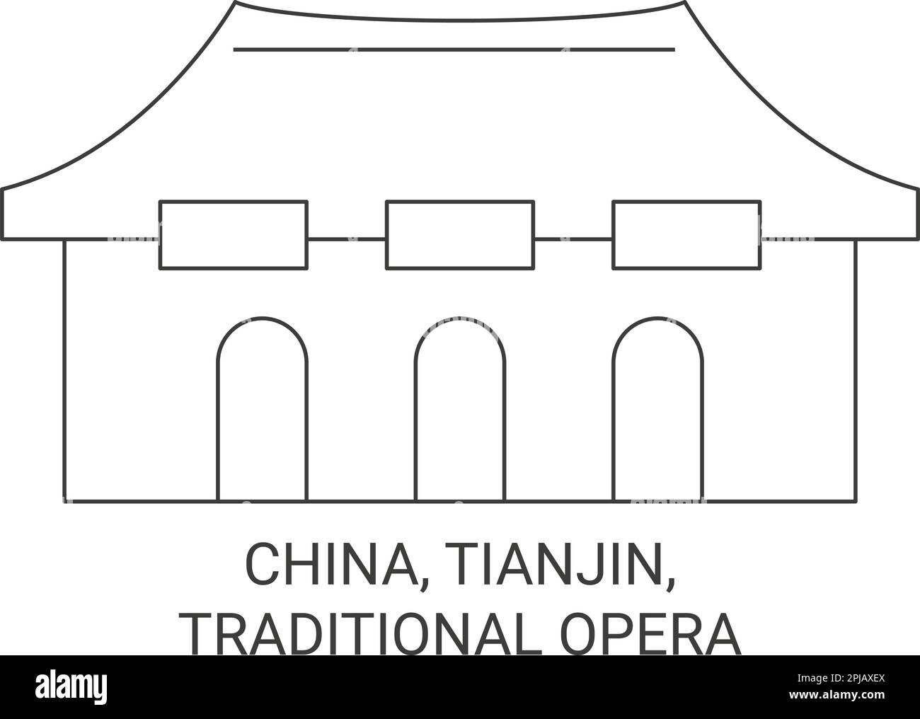 Cina, Tianjin, Opera tradizionale viaggio figura vettore punto di riferimento Illustrazione Vettoriale