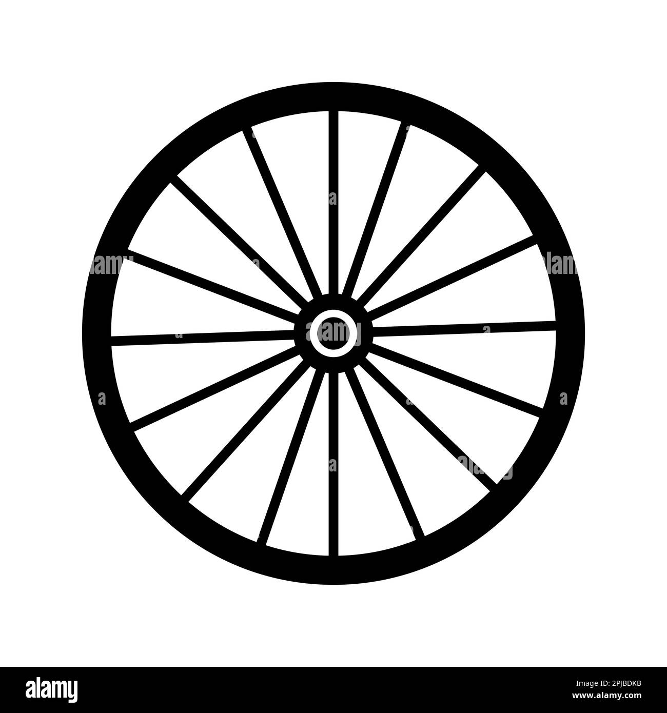 Vecchia ruota di legno del tempo. Ruota a raggi in legno antico, disegno a mano con inchiostro. Foto Stock