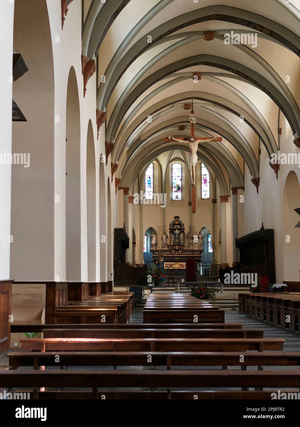 Interno della Cattedrale di Santa Maria Assunta nella città di Aosta, Valle d'Aosta, Italia Foto Stock