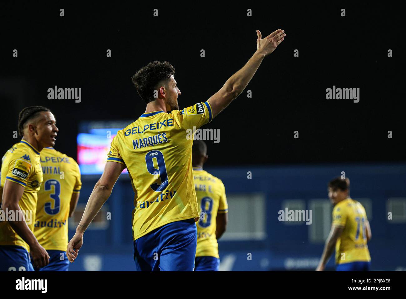 Cascais, Portogallo. 31st Mar, 2023. Alejandro Marques di Estoril Praia SAD reagisce durante la partita di Liga Bwin tra Estoril Praia SAD e Gil Vicente FC all'Estadio Antonio Coimbra da Mota.(Punteggio finale: Estoril Praia SAD 1 - 0 Gil Vicente FC) (Foto di David Martins/SOPA Images/Sipa USA) Credit: Sipa USA/Alamy Live News Foto Stock