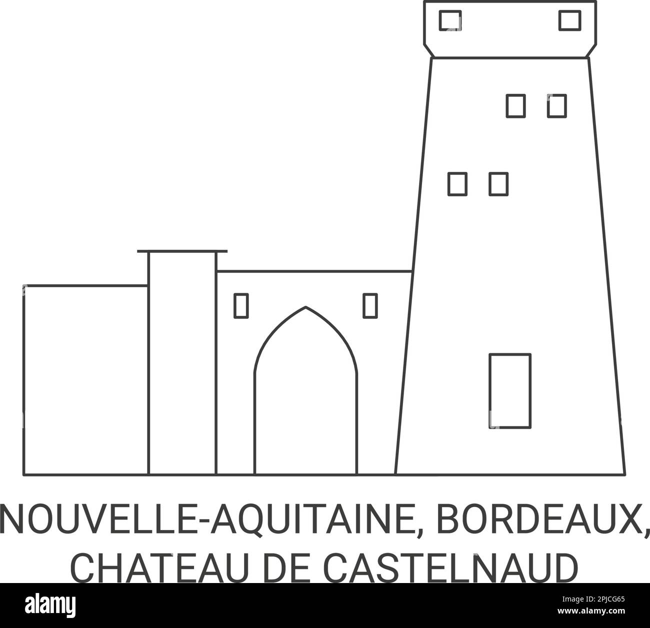 Francia, Nouvelleaquitaine, Bordeaux, Chateau De Castelnaud viaggio punto di riferimento illustrazione vettore Illustrazione Vettoriale