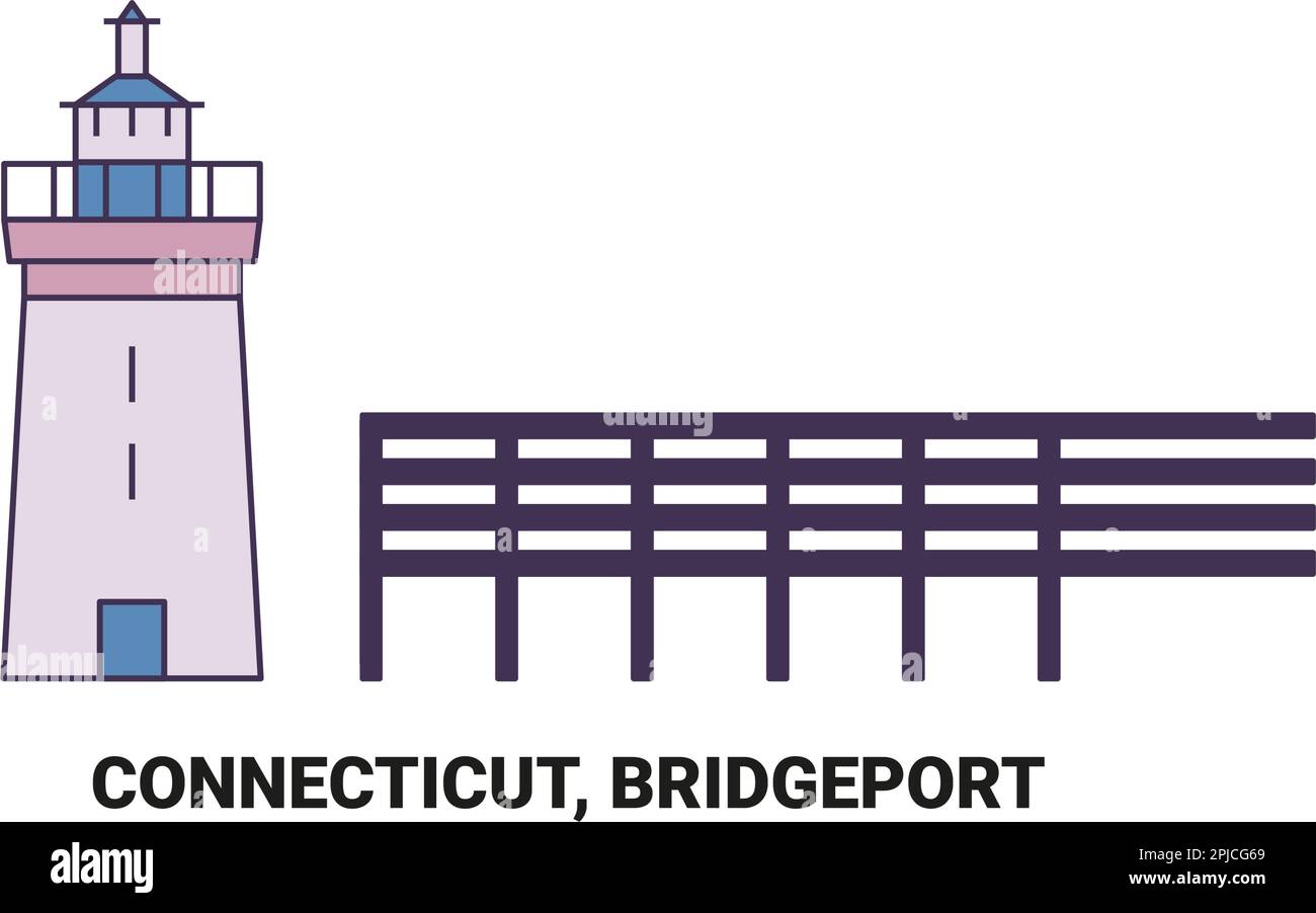 Illustrazione vettoriale dei punti di riferimento di viaggio di Stati Uniti, Connecticut, Bridgeport Illustrazione Vettoriale