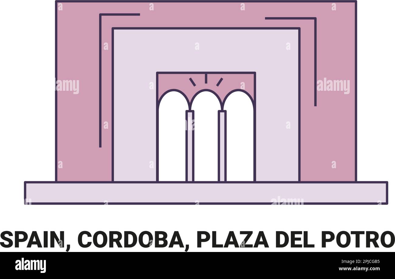 Spagna, Cordoba, Plaza del Potro, viaggio punto di riferimento vettoriale illustrazione Illustrazione Vettoriale