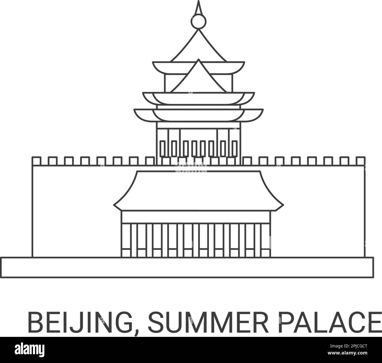 Cina, Pechino, Palazzo d'Estate, viaggio punto di riferimento vettore illustrazione Illustrazione Vettoriale