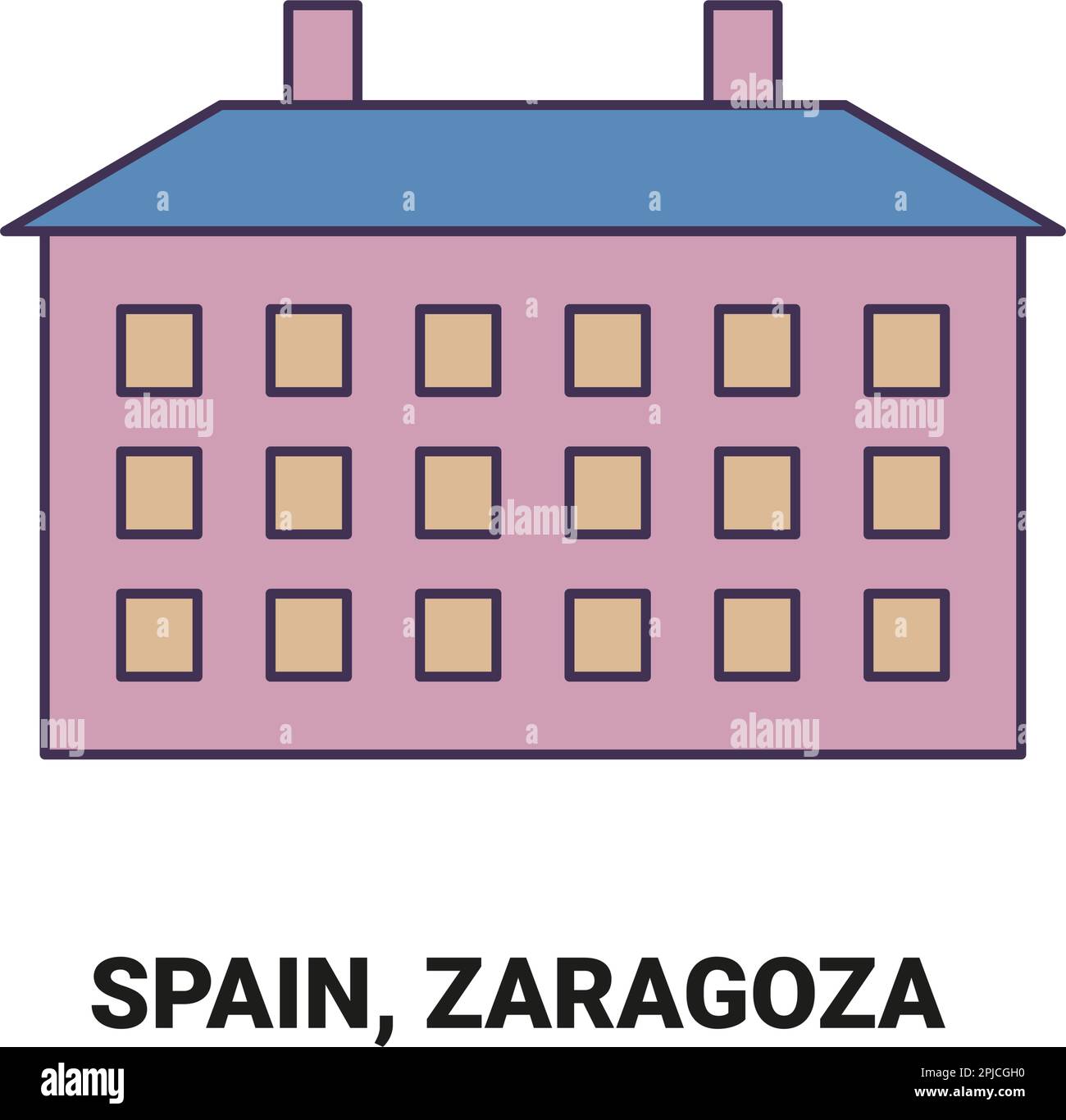 Spagna, Saragozza, illustrazione vettore punto di riferimento di viaggio Illustrazione Vettoriale